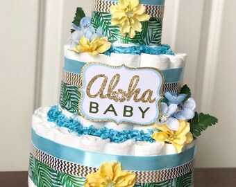 hawaiian diaper cake