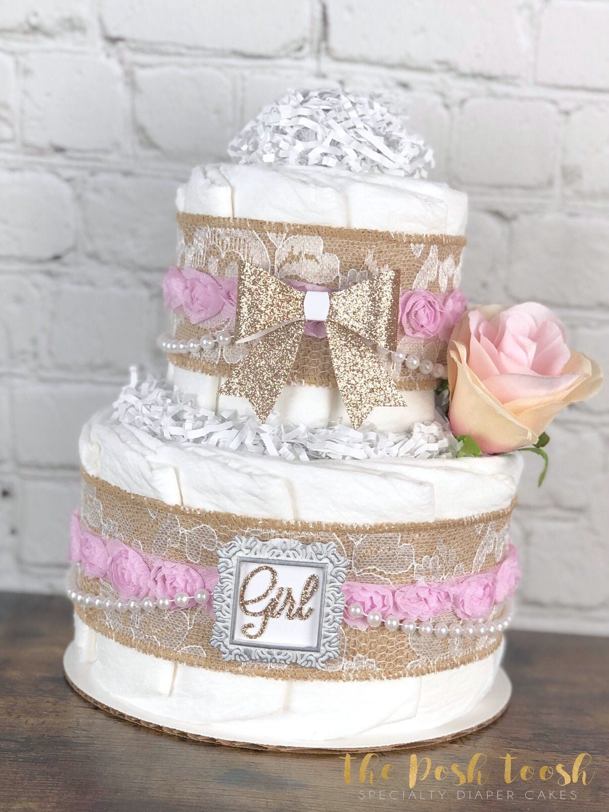 Baby shower girl cakes pink sales and gold
