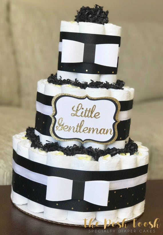 Bow Tie Diaper Cake Baby Shower Centerpiece Decor Image 0