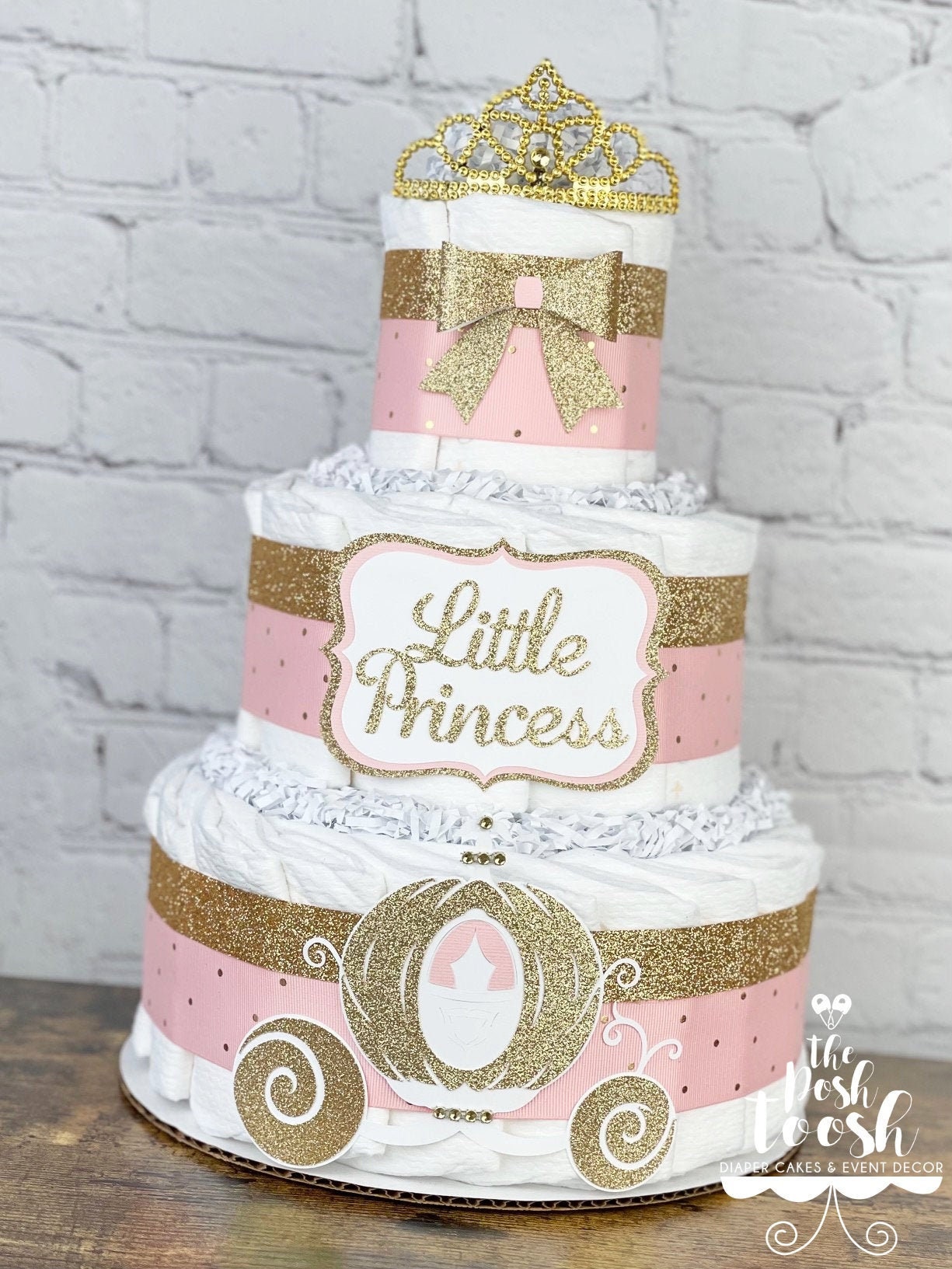 Princess Diaper Cake Pink and Gold Royal Baby Shower Tiara - Etsy