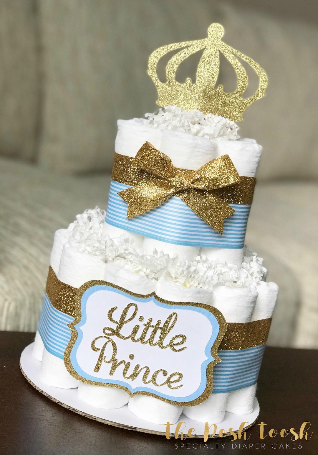 Prince Diaper Cake, Boy Baby Blue Gold Royal Crown, Baby Shower  Centerpiece, Baby Shower Decor, Baby Shower Gift, Royal Baby, Tier  Denmark