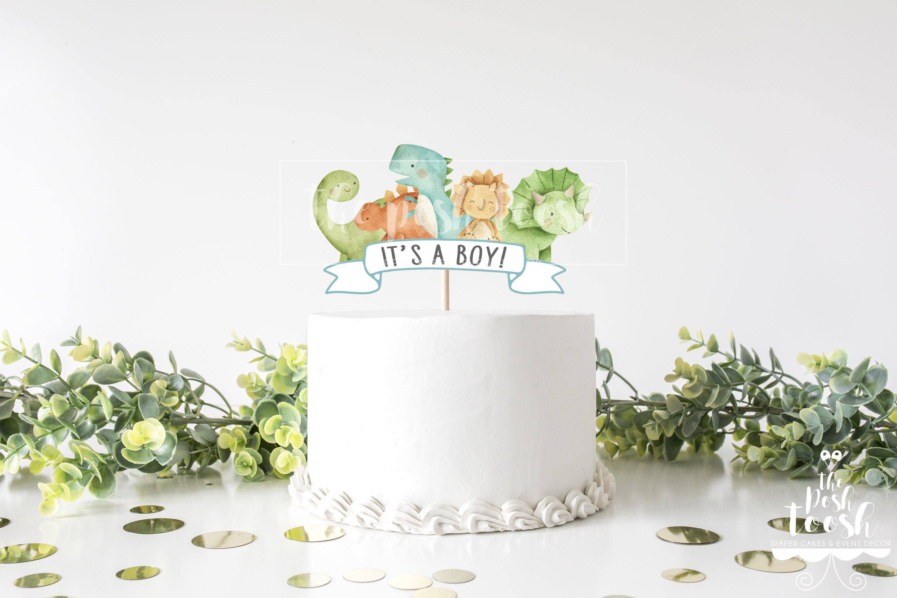 Dinosaur Cake Topper, Baby Shower Centerpiece Decor Cake Topper, It&#…
