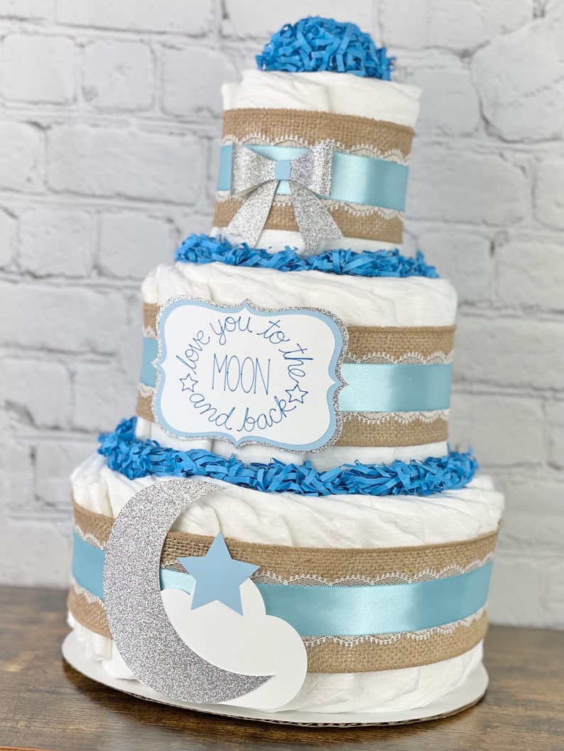 Moon and Star Diaper Cake Love You to the Moon and Back Etsy