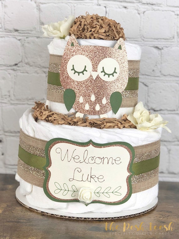 Gateau De Couche De Hibou Decor De Douche De Bebe Cadeau De Etsy