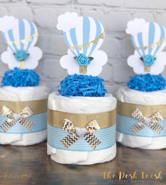 Diaper cake centerpieces with balloons sales