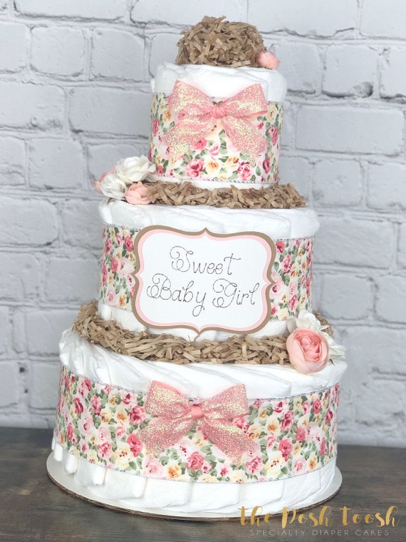 floral diaper cake