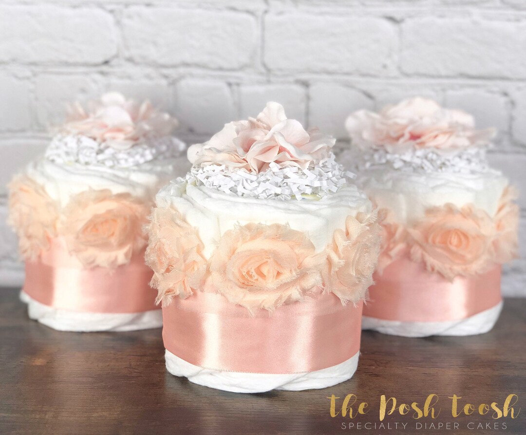 Rose Diaper Cake Set, Baby Shower Centerpiece, Baby Shower Decoration ...