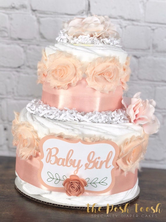 peach baby shower cake