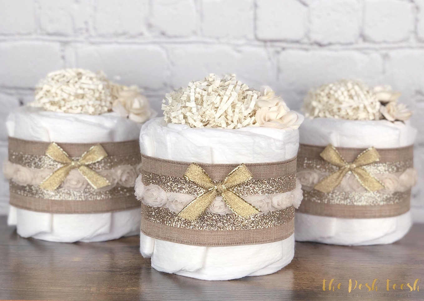 Rustic Rose Diaper Cake Mini Set, Baby Shower Gift, Baby Shower ...
