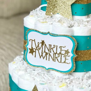 Twinkle Twinkle Little Star Diaper Cake, Teal Gold Boy Diaper Cake ...