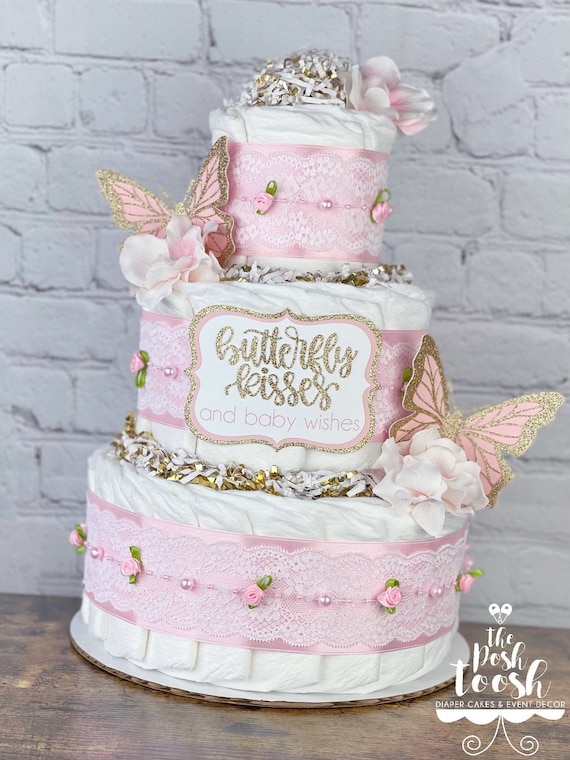 Butterfly Diaper Cake Baby Shower Centerpiece Decor Gift