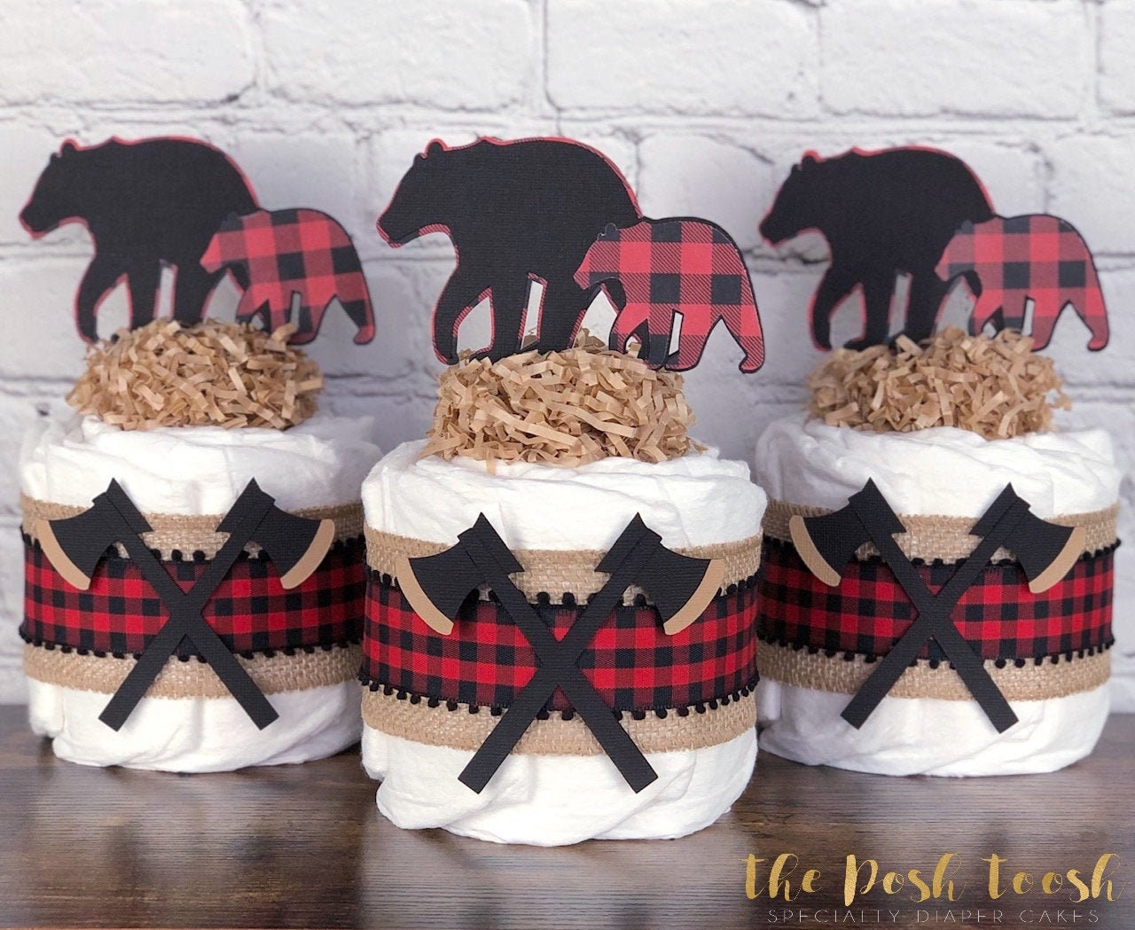 Lumberjack Diaper Cake Set Baby Shower Centerpiece Baby Shower