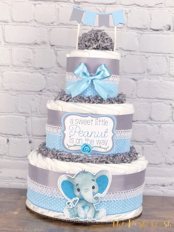 blue diaper cake