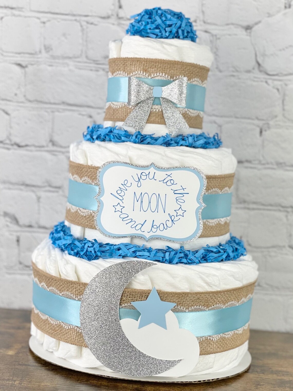 Moon and Star Diaper Cake Love You to the Moon and Back Etsy