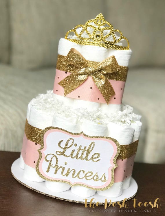 Pink And Gold Diaper Cake Baby Shower Centerpiece Baby Etsy