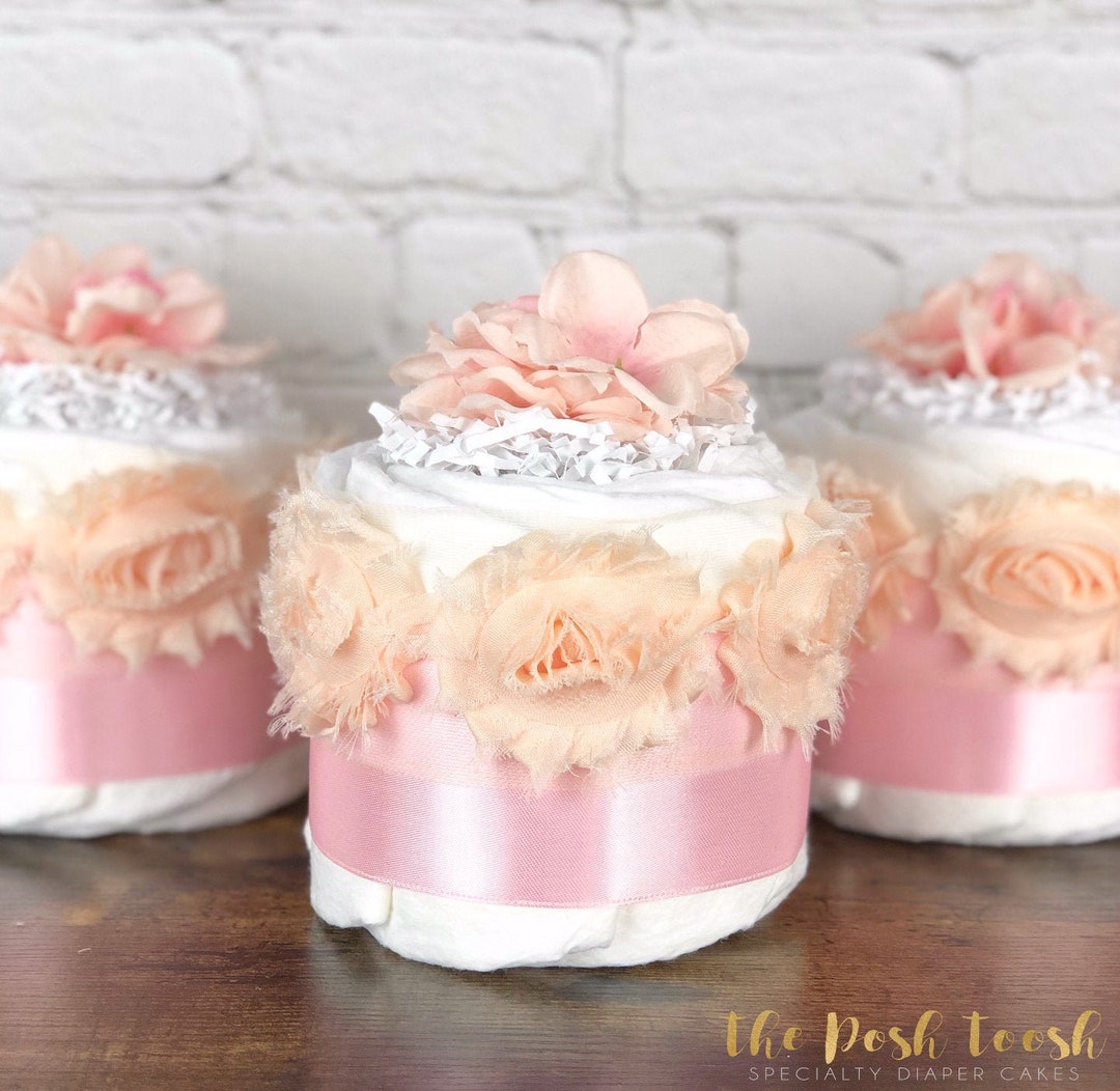 Pink Satin Rose Diaper Cake Baby Shower Centerpiece - Etsy