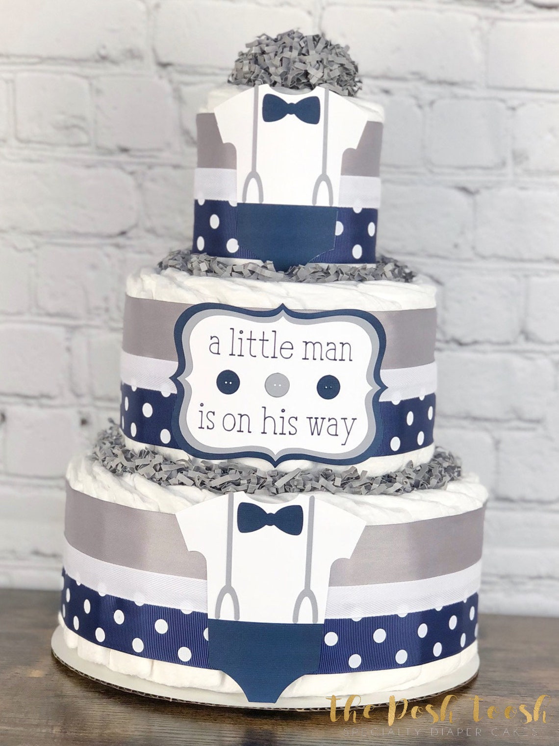 Little Man Diaper Cake, Baby Shower Centerpiece Decor, Baby Shower Gift ...