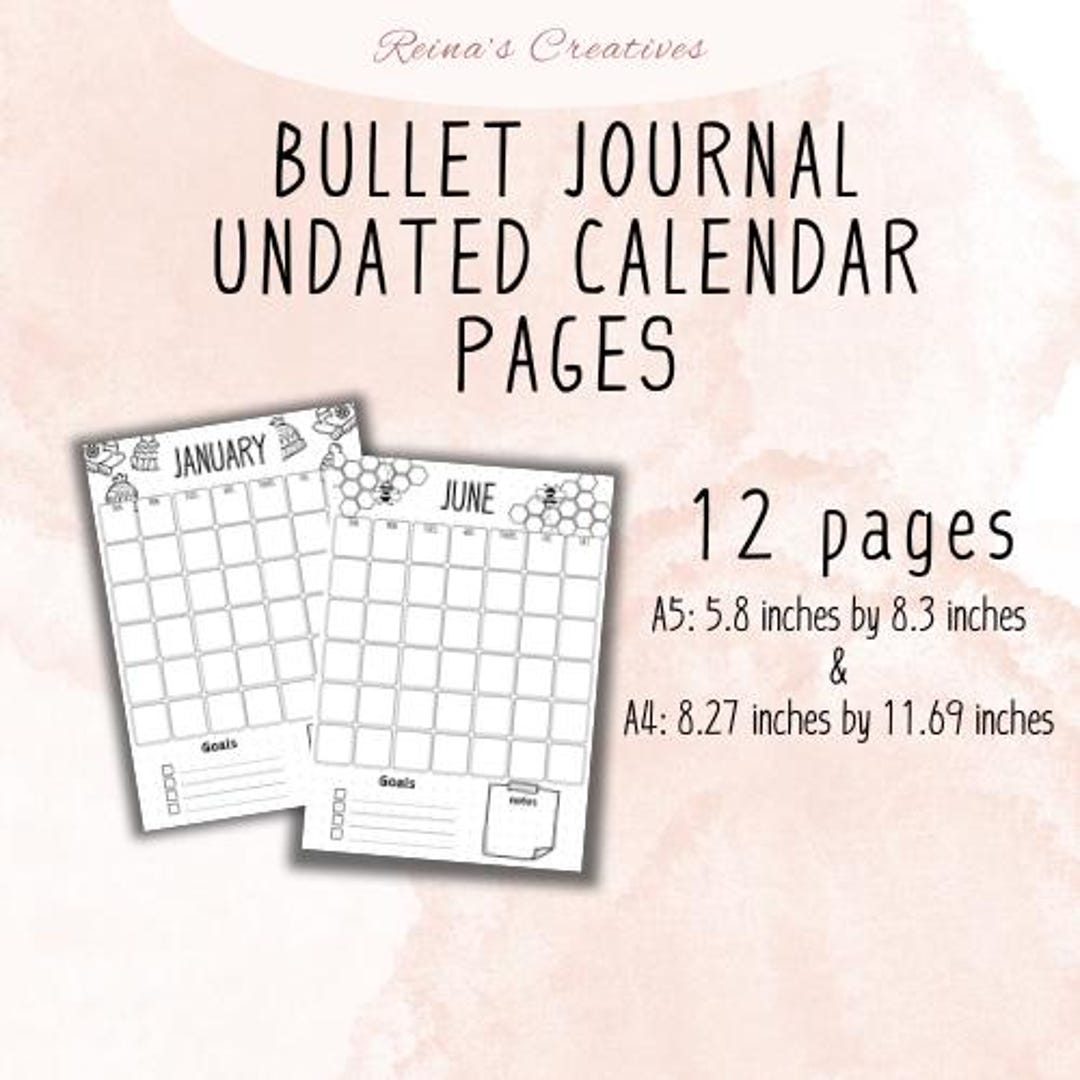 Bullet Journal Undated Monthly Calendars - Etsy
