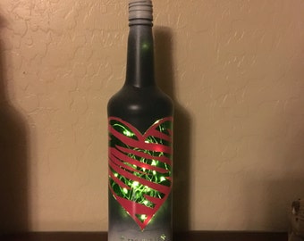 Pink Heart Wine Bottle