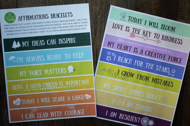 Printable Affirmations Bracelets | Etsy