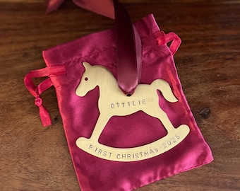 Personalised Brass Ornament - Rocking Horse (LARGE)