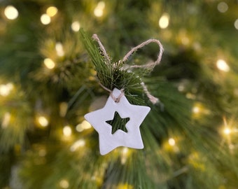 Personalised Clay Ornament - Star with Star Cut-Out