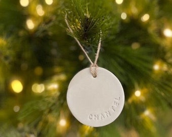 Personalised Clay Ornament - Circle (with curved text)