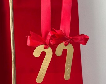 Personalised Brass Ornament - Candy Cane (Small)