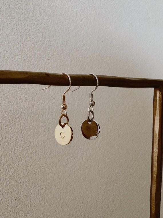 Personalised Initial Earrings – Custom Letter Disc Studs, Minimalist Gold Jewellery, Everyday & Gift for Her