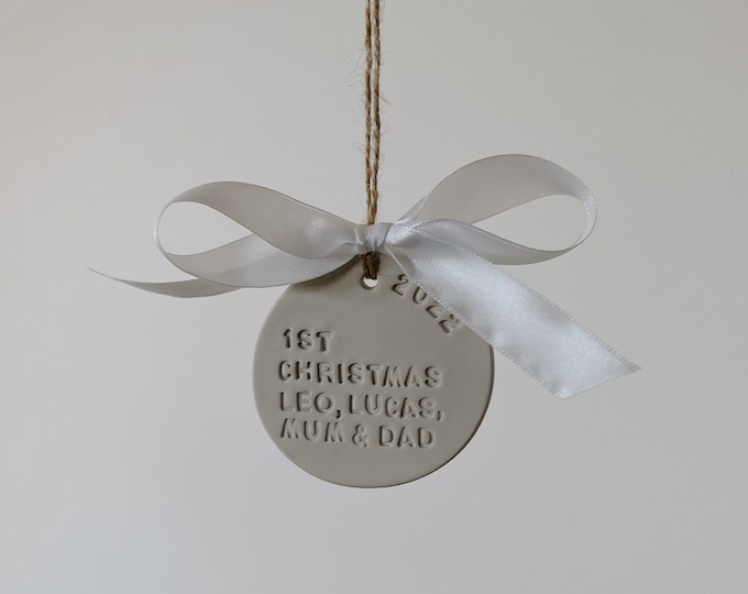 Featured listing image: Personalised Clay Ornament - Baby's First Christmas
