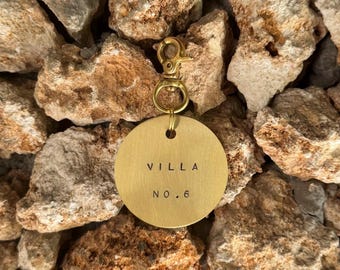Personalised Brushed Brass Keychain: Hand-Stamped Keepsake (Large)