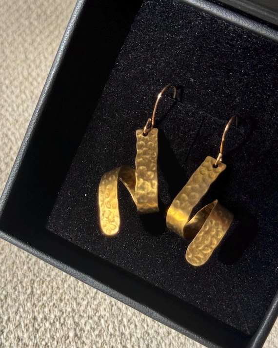 Hammered Brass Earrings on Gold Plated Hooks