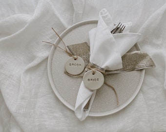 Personalised Clay Tags (Event Placeholders or Gift Tags) - Circle
