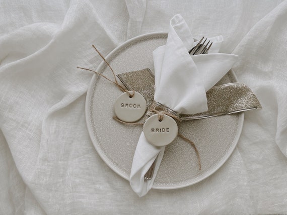 Personalised Clay Tags (Event Placeholders or Gift Tags) - Circle
