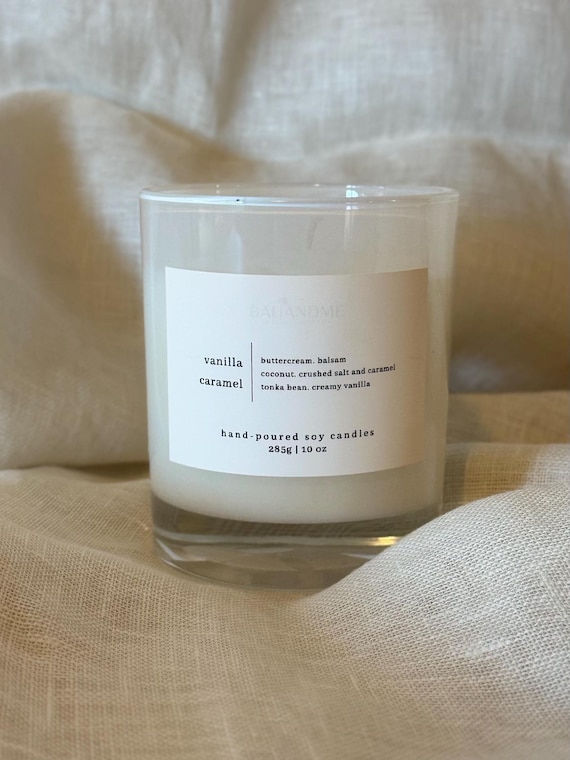 Vanilla Caramel Soy Candle – Hand Poured Scented Candle, Calm Everyday Ambience, Gift for Her