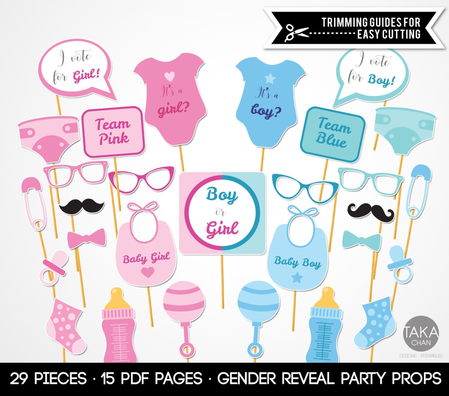 Gender Reveal Photo Booth Props, Gender Reveal, Gender Reveal Party