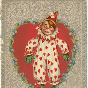 Tarjeta de payaso de Raphael Tuck & Sons, rara y extraordinaria