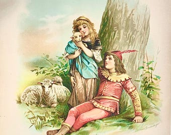 Large Original Frances Brundage Antique Chromolithograph