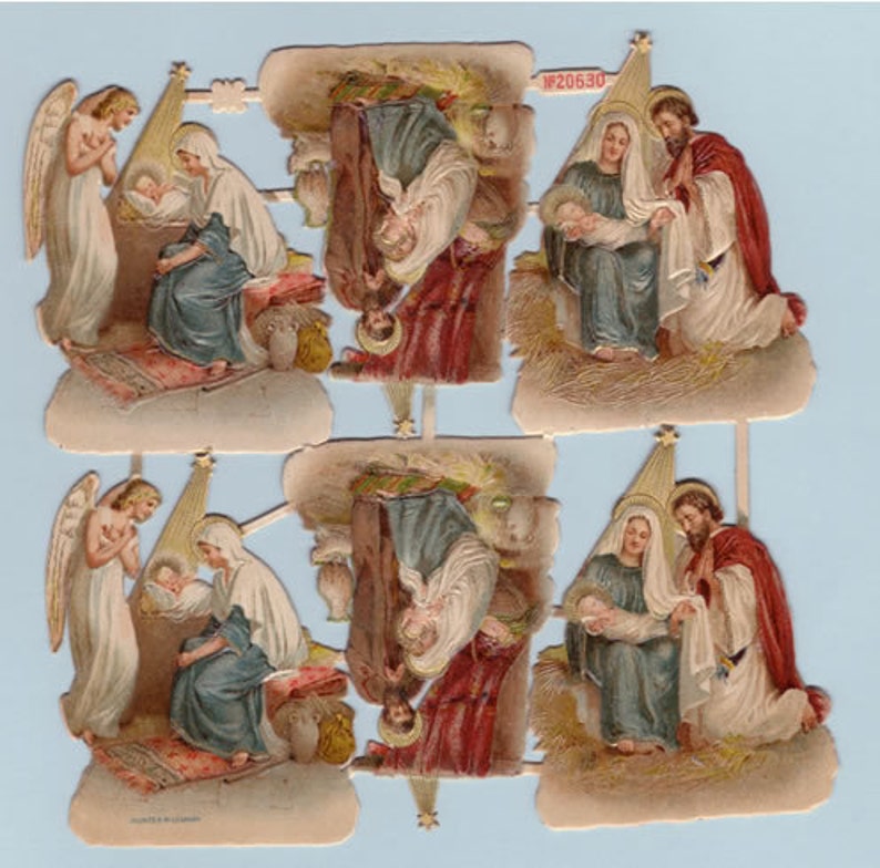 Authentic Victorian Nativity Scenes Embossed Diecu Etsy