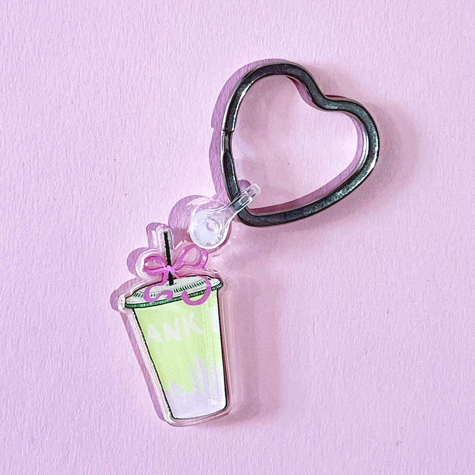 Iced Strawberry Matcha Keychain | Illustrated Acrylic Charm - Etsy