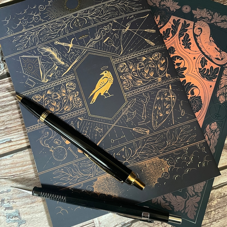 Gold foiled D&D notebook, 48 page dot-journal, full-colour interiors perfect for gaming notes image 6