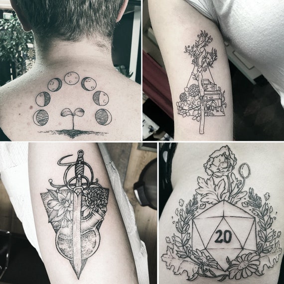 DD dragon and dice tattoo nice  Gamer tattoos Nerdy tattoos Nerd tattoo