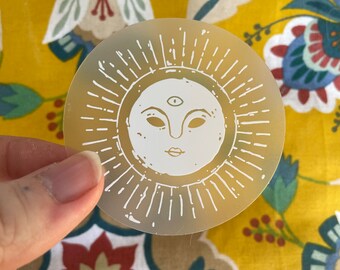 Tarot sun: round clear vinyl sticker