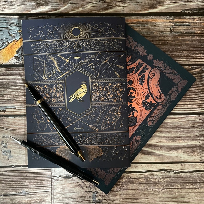 Gold foiled D&D notebook, 48 page dot-journal, full-colour interiors perfect for gaming notes image 5