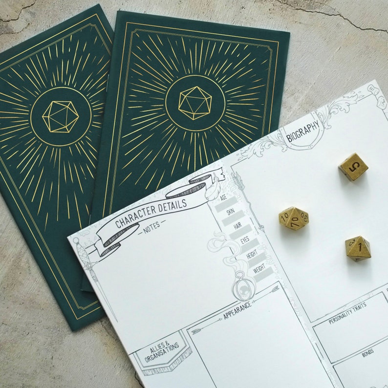 D&D 5e Character Journal with Character Sheet Inventory and Etsy