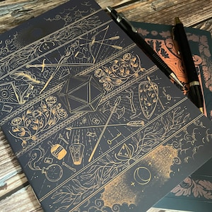 Gold foiled D&D notebook, 48 page dot-journal, full-colour interiors perfect for gaming notes image 2