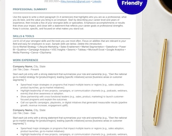 May include: A resume with the name Riley Kennedy, contact information, and a professional summary. The resume includes sections for skills, work experience, and a blue circle with the text "ATS Friendly". A gold pen rests on the right side.