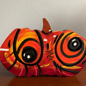 Original Acrylic Pumpkin Painting on Wood, wood pumpkin, holiday decor, Thanksgiving decor
