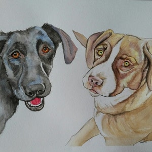 Custom Painting Portrait of TWO dogs Custom Dog Painting Custom Pet portrait Watercolor Painting Original Painting Custom gifts