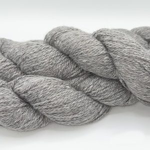 Silver Grey Alpaca & 20% white pearl infused rose fiber blended yarn skein,  &quot;Dusty&quot;